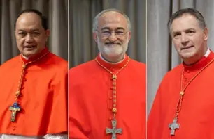 Filipino Pablo David, e os espanhóis Cristobal Lopez Romero e Angel Artime (Foto: Reprodução/Vatican News)