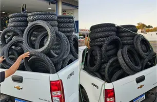 Fiscais apreendem 116 pneus irregulares durante fiscalização em Floriano (Foto: Reprodução)