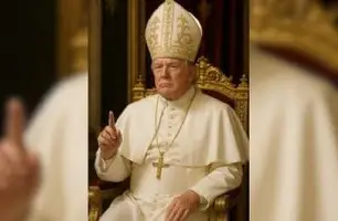 Foto criada por inteligência artifical que mostra Donald Trump vestido de Papa (Fonte: perfil da Casa Branca no X) (Foto: Reprodução)
