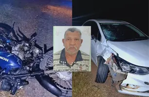 Grave acidente entre motocicleta e carro deixa um morto na BR-407, em Geminiano (Foto: Reprodução)