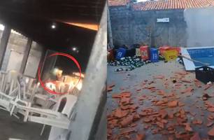 Homem destrói bar da própria esposa com barra de ferro na zona Sul de Teresina (Foto: Reprodução/Redes Sociais) Homem destrói bar da própria esposa com barra de ferro na zona Sul de Teresina (Foto: Reprodução/Redes Sociais)