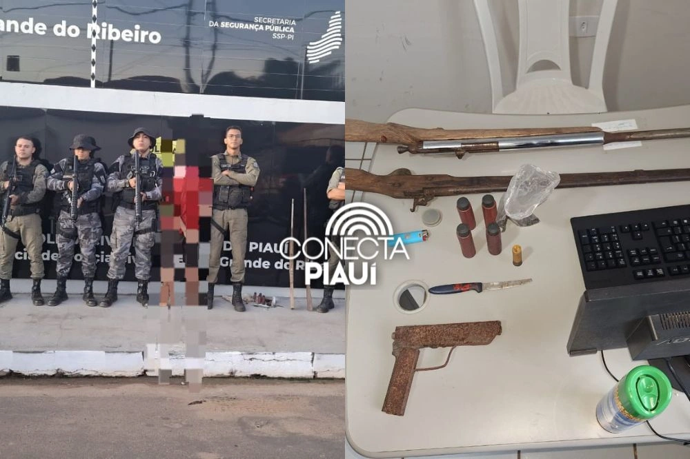 Homem é preso com armas artesanais e mandado em aberto em Baixa Grande do Ribeiro