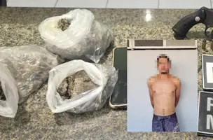 Jovem envolvido com tráfico de drogas é preso com pacotes de maconha em Parnaíba (Foto: Divulgação/PMPI)