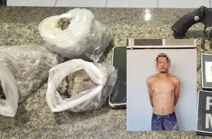 Jovem envolvido com tráfico de drogas é preso com pacotes de maconha em Parnaíba (Foto: Divulgação/PMPI)