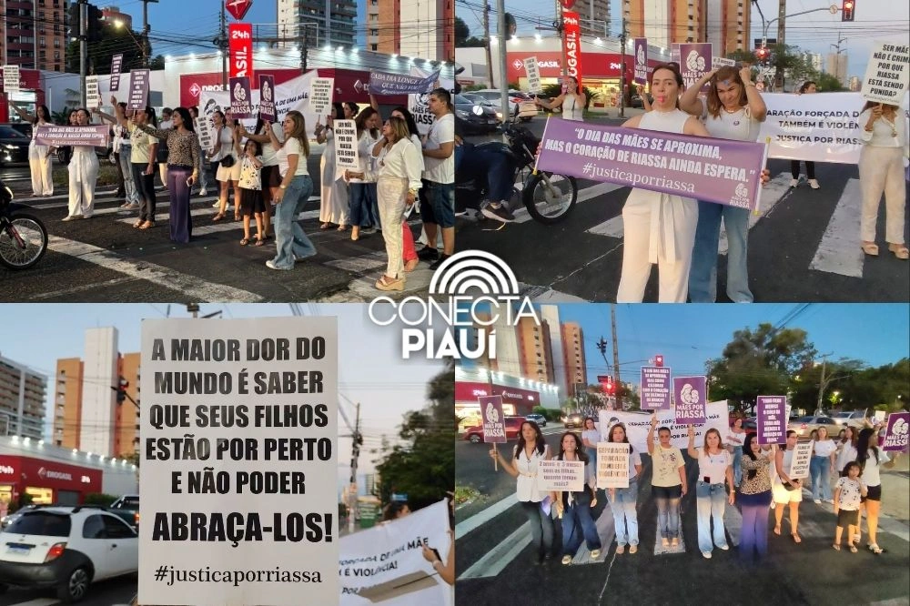 Manifestação em Teresina cobra justiça por mãe sem ver filhas há 2 anos