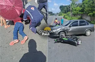 Motoqueiro fica gravemente ferido em acidente na zona Sul de Teresina (Foto: Conecta Piauí)