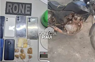 PM prende cinco pessoas e recupera celulares e moto roubada em Teresina (Foto: Reprodução)