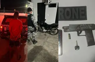 PMPI apreende menor com arma de fogo e motocicleta roubada (Foto: Divulgação/ASCOM-SSP)