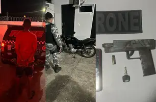 PMPI apreende menor com arma de fogo e motocicleta roubada (Foto: Divulgação/ASCOM-SSP)