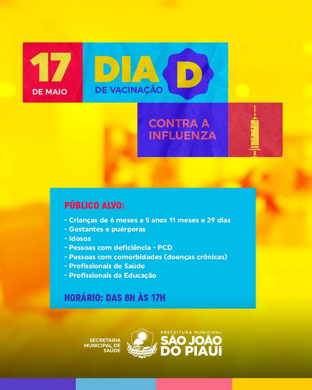 Sábado é Dia D Vacinação contra Influenza e HPV em São João do Piauí