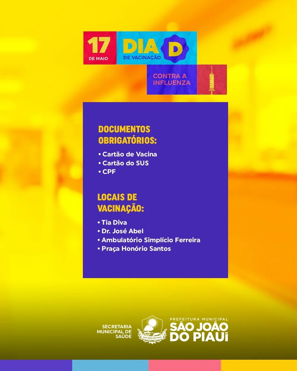 Sábado é Dia D Vacinação contra Influenza e HPV em São João do Piauí