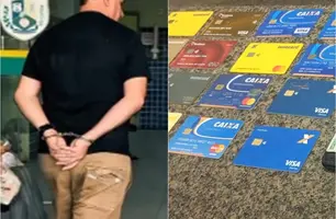 Suspeito de golpes, homem é preso após trocar cartão de idosa em banco de Parnaíba (Foto: Reprodução)