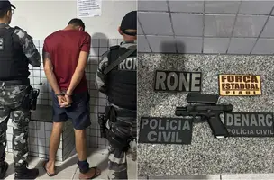 Suspeito de roubar arma de policial civil é preso na zona Sudeste de Teresina (Foto: Reprodução)