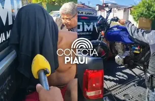 Suspeitos são detidos após serem flagrados fazendo 'grau' em Teresina (Foto: Conecta Piauí / Repórter 12)