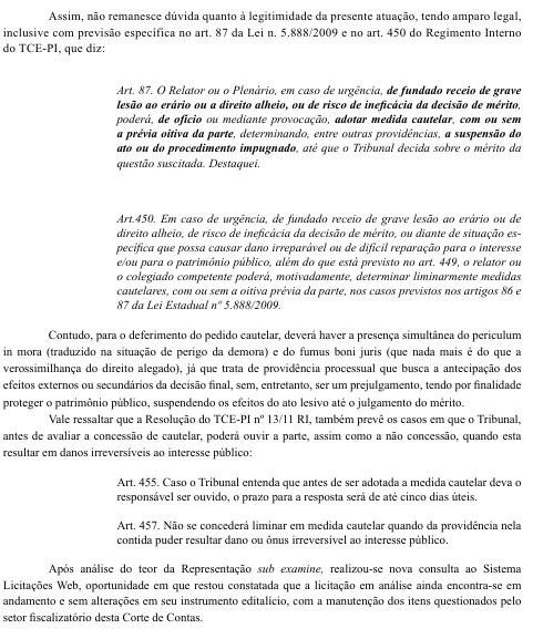 TCE-PI barra licitação milionária no município de Pimenteiras