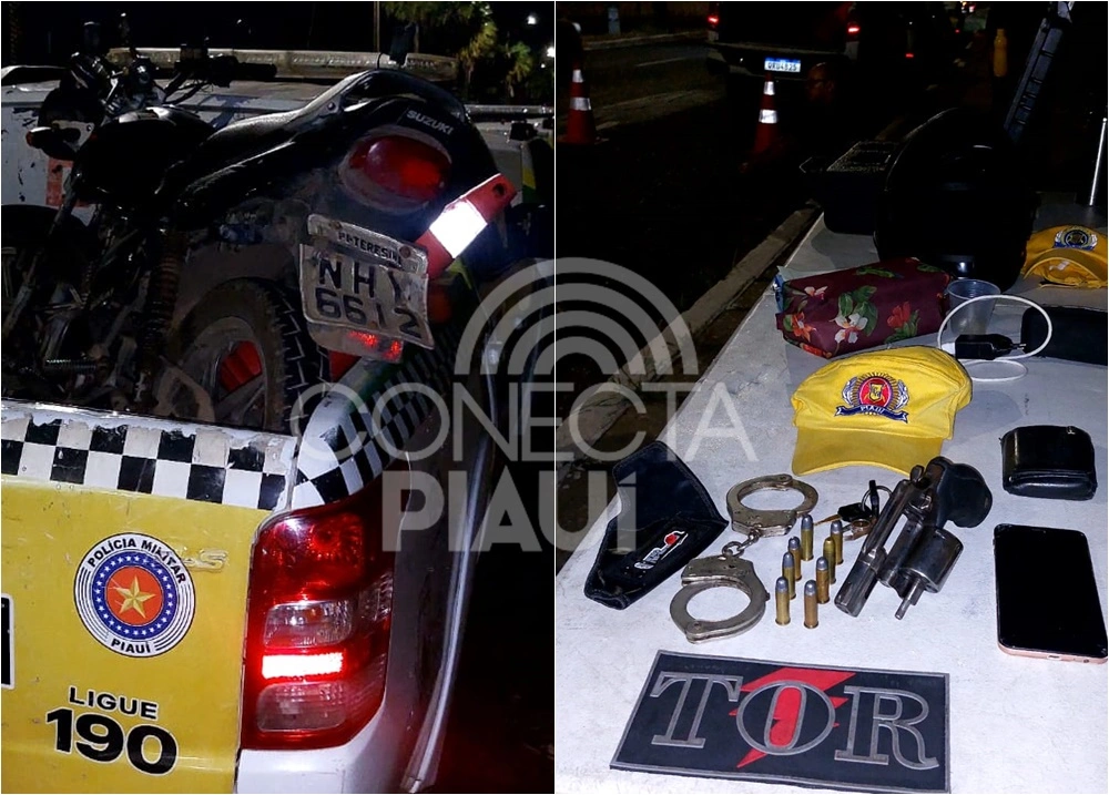 Vigilante de supermercado é preso com moto roubada e arma em Teresina