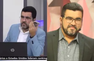 Apresentador Luiz Fortes sofre tentativa de golpe durante programa ao vivo na TV (Foto: Reprodução/Rede Meio)