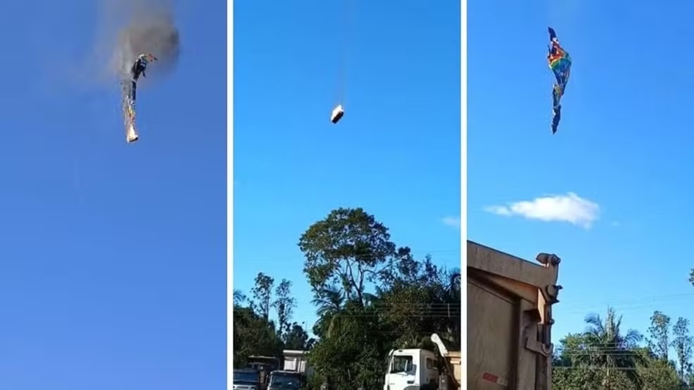 Balão cai após pegar fogo, deixa 8 pessoas mortas e 13 sobreviventes em SC