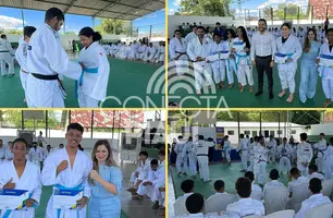 Judocas da rede pública recebem faixa azul em cerimônia no centro Sarah Menezes (Foto: Conecta Piauí)