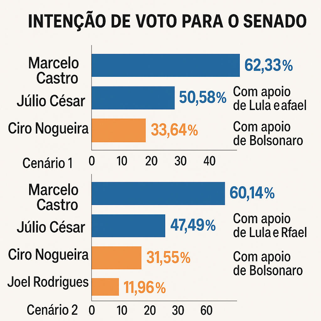 Marcelo Castro e Júlio César lideram para o senado, com apoio de Fonteles e Lula