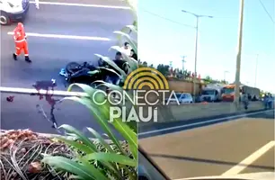 Motociclista fica gravemente ferido após colisão com carreta na BR316, em Teresina (Foto: Reprodução)