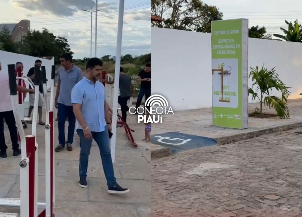 Prefeito de Hugo Napoleão inaugura praça com academia de saúde