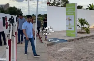 Prefeito de Hugo Napoleão inaugura praça com academia de saúde (Foto: Reprodução)