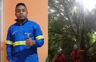 Sergio Rodrigo Guimarães está em cima da árvore desde segunda-feira (2) e se recusa a descer (Foto: Reprodução)