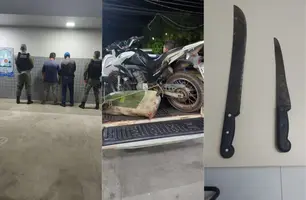 Suspeitos de furto de animais são presos com moto, facões e dinheiro em Batalha (Foto: Divulgação/PMPI)