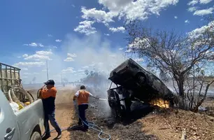 Carro capota e pega fogo perto do IFPI em Campo Maior; motorista sai ileso (Foto: Reprodução)