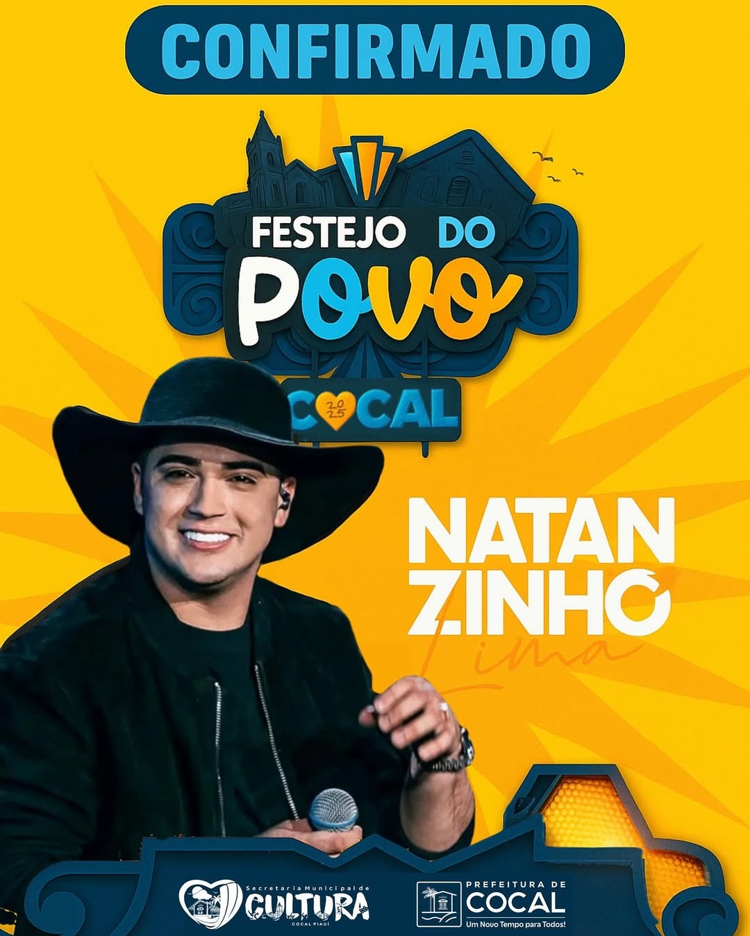 Cocal anuncia Natan Zinho Lima como atração do Festejo do Povo Cocal 2025