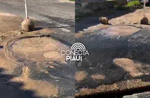 Descaso: líder comunitário denuncia obra da Águas de Teresina com vazamento (Foto: Reprodução)