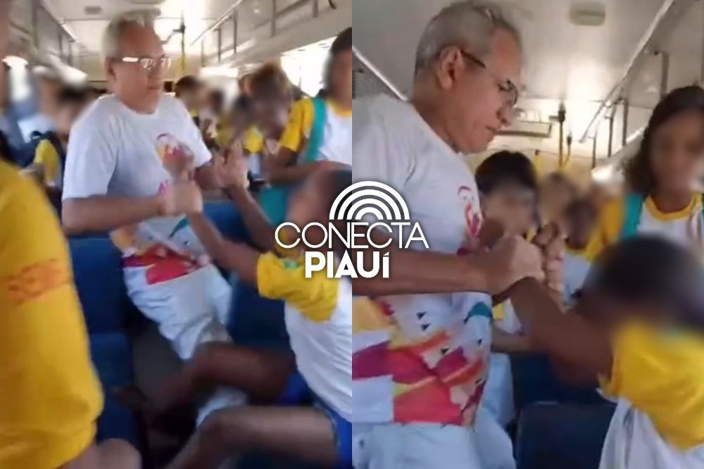 Diretor é flagrado agredindo estudante dentro de ônibus escolar em Oeiras