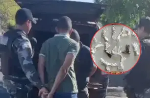 Dupla tenta fugir do RONE em Teresina e é presa após jogar drogas na lama (Foto: Repórter 12/Conecta Piauí)