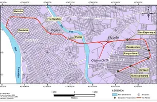 Linha do metrô de Teresina, do Itararé ao Centro (Foto: Reprodução)