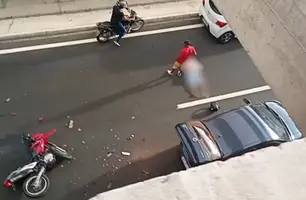 Motociclista fica gravemente ferido em acidente na Ladeira do Uruguai, em Teresina (Foto: Reprodução)