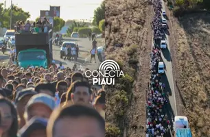 Multidão participa de caminhada de fé no município de Dirceu Arcoverde (Foto: Reprodução)