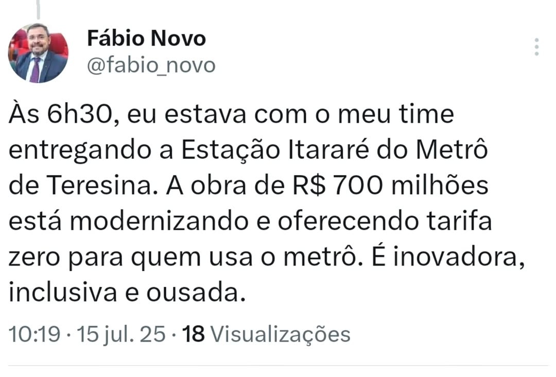 'Por que tanto veneno?', rebate Fábio Novo sobre críticas de Ciro Nogueira
