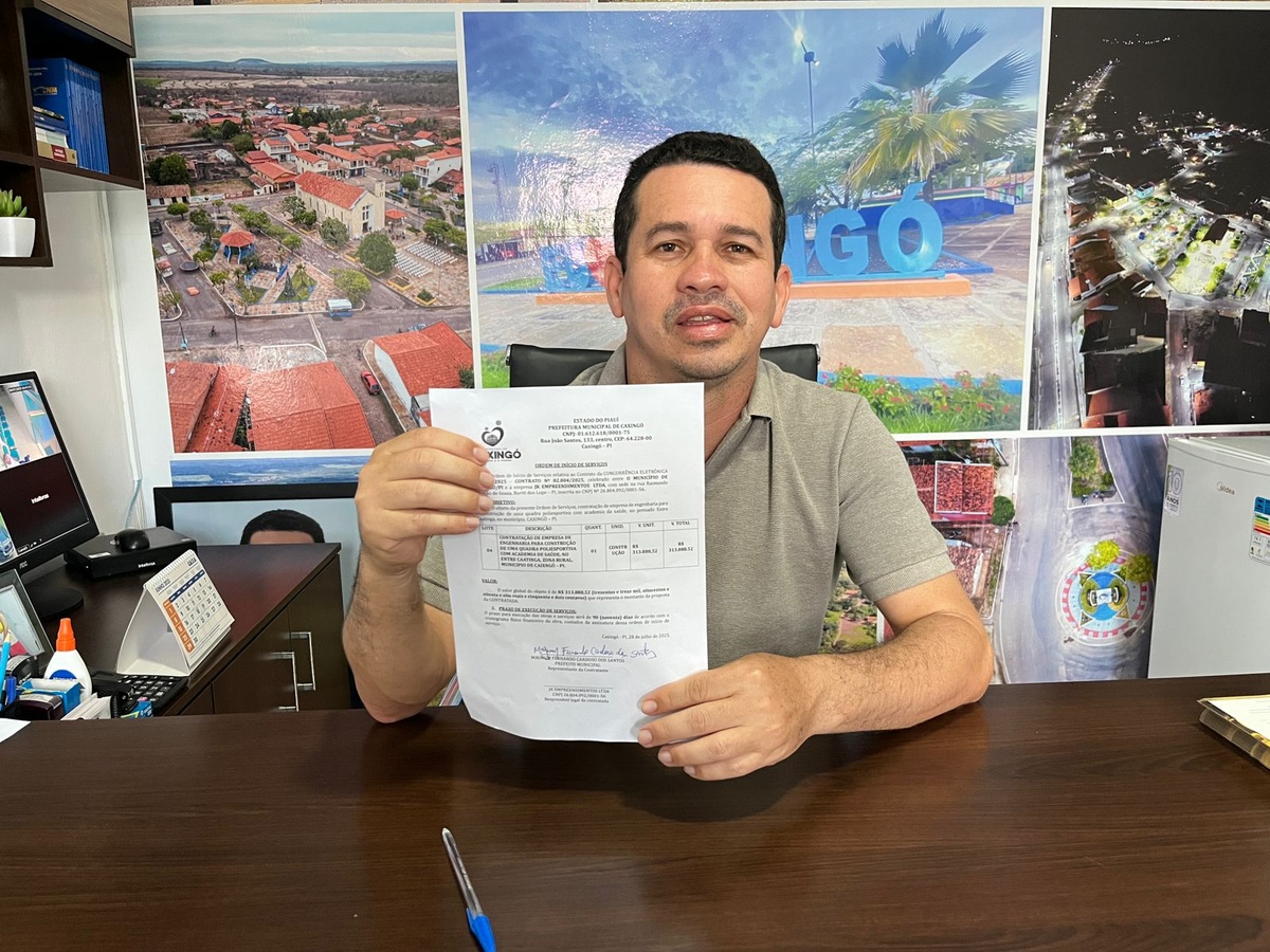 Prefeito Magnum Cardoso autoriza construção de quadra, praça e academia de saúde