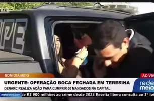 Repórter da TV Meio é agredido por alvo da operação do DENARC em Teresina (Foto: Reprodução/TV Meio)
