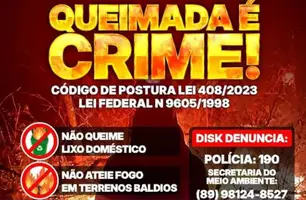 SEMAR de Bom Jesus reforça alerta contra queimadas e incêndios na zona urbana e rural (Foto: Reprodução/Redes sociais)