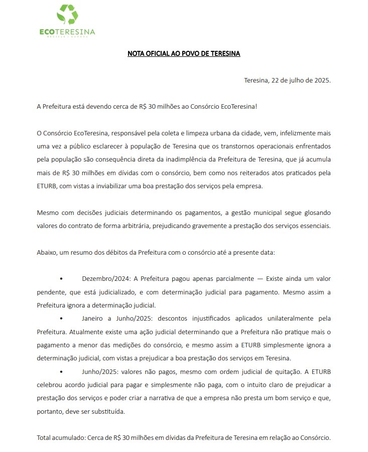 Trecho da nota