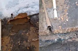 'Vazamento monstro': morador relata desperdício de água em Teresina (Foto: Reprodução)