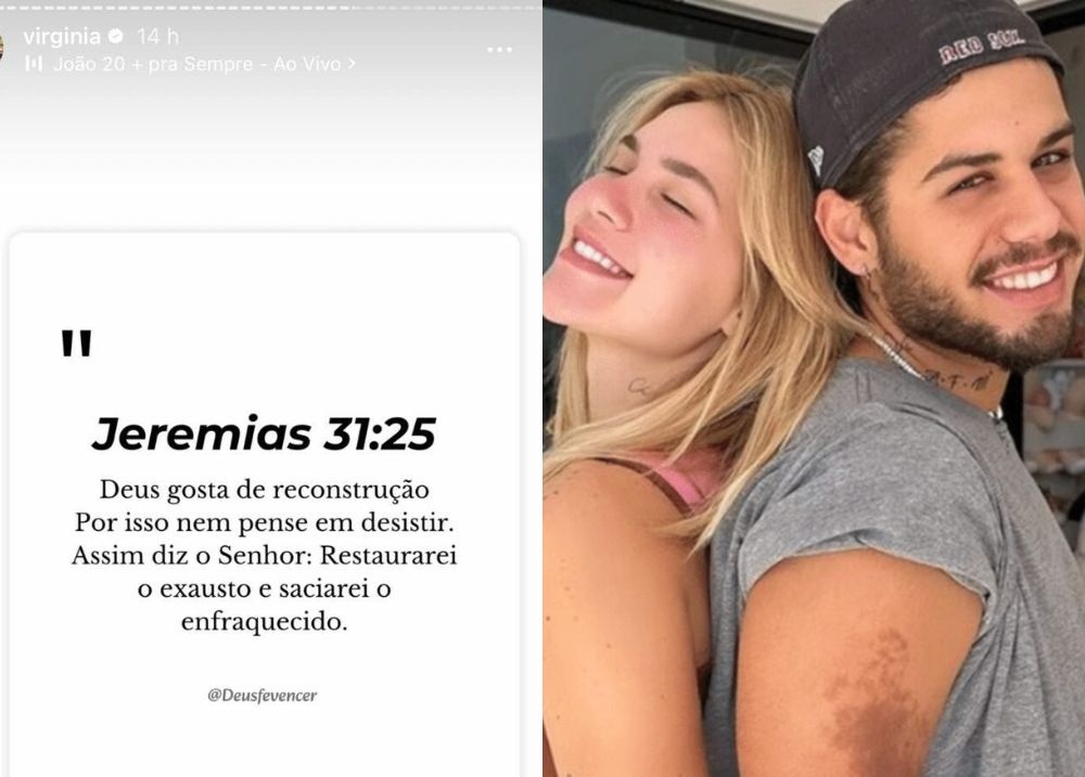 Virginia posta mensagem bíblica e reacende rumores de volta com Zé Felipe