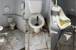 Banheiros da Ponte Estaiada estão sem condições de uso e geram indignação (Foto: Reprodução)