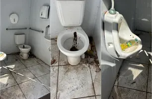 Banheiros da Ponte Estaiada estão sem condições de uso e geram indignação (Foto: Reprodução)