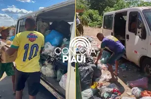 Cansados de esperar pela prefeitura, moradores de Teresina realizam coleta de lixo (Foto: Conecta Piauí)