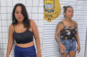 Dupla suspeita de tráfico de drogas é presa após ameaçar policiais em Parnaíba (Foto: Divulgação/PMPI)