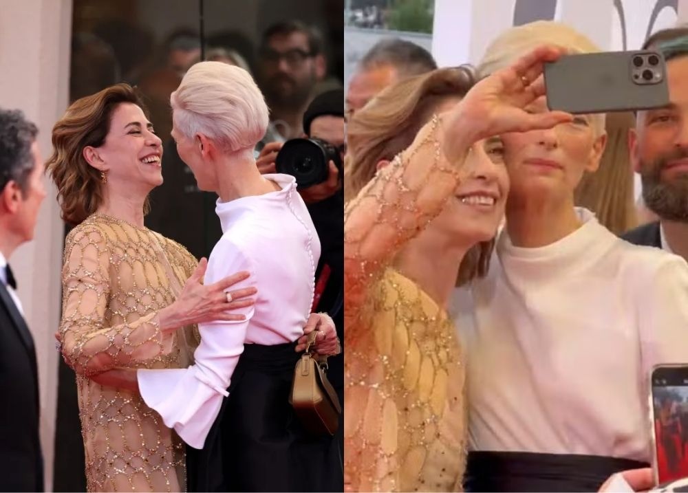 Fernanda Torres e Tilda Swinton protagonizam encontro carinhoso em Veneza