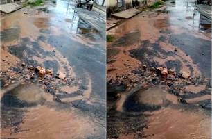 Grande vazamento de água revolta população na zona Norte de Teresina (Foto: Reprodução)